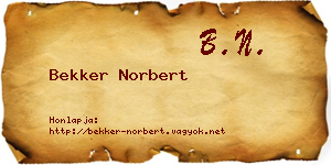 Bekker Norbert névjegykártya